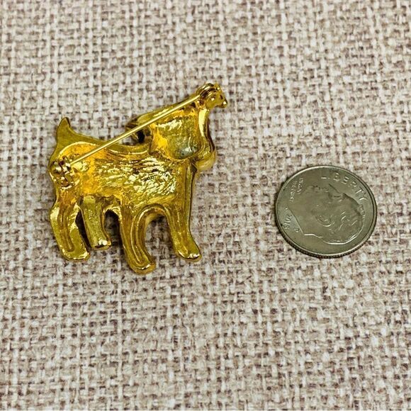 Enameled Gold Dog Terrier Brooch - Picture 2 of 2